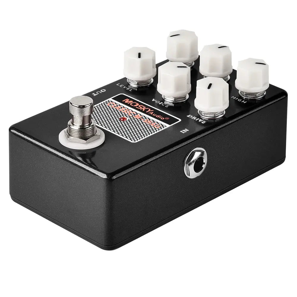 Mosky Classic M-Shall Amp Simulator Guitar Pedal - 3-Band Active EQ,Speaker Simulation,Drive/Level/Voice Control for Guitar/Bass