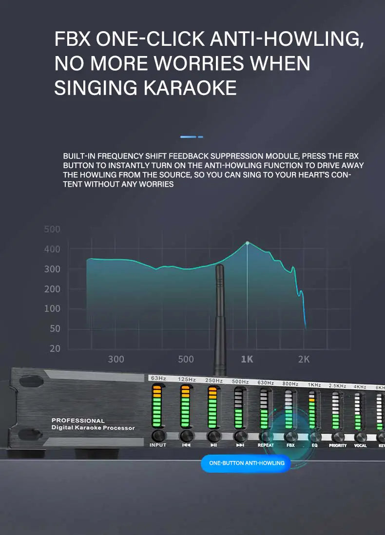Professional home pre-stage effector microphone KTV digital reverb USB Bluetooth howling Kara processor
