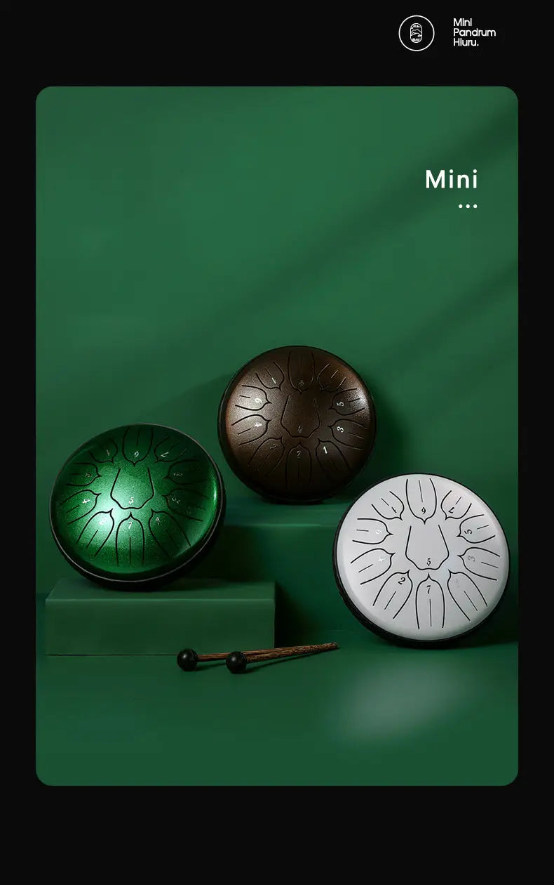 HLURU Glucophone Steel Tongue Drum 6 Inch 11 Notes D Tone Ethereal Drum Music Drum Yoga Meditation Percussion instrument