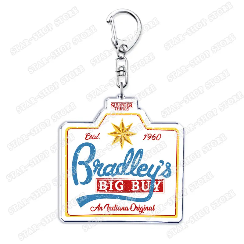 Hot TV Show Elements Keychain Accessories Bag Stuck in The Upside Down Will Byers Eleven Mike Jim Keyrings Jewelry Fans Gifts