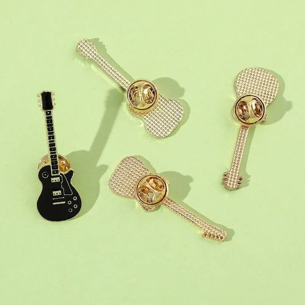 Clothing Accessories Rock Band Guitar Brooch Funny Cartoon Guitar Lapel Badge Metal Guitar Enamel Pins Denim Shirt