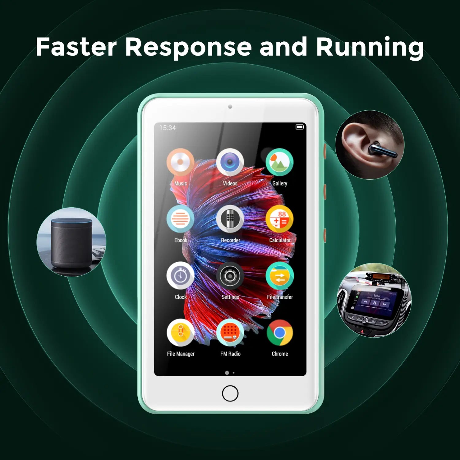mp3 player bluetooth and wifi MP3/MP4 music player with video speakers FM radio eBooks capacity up to 512 GB
