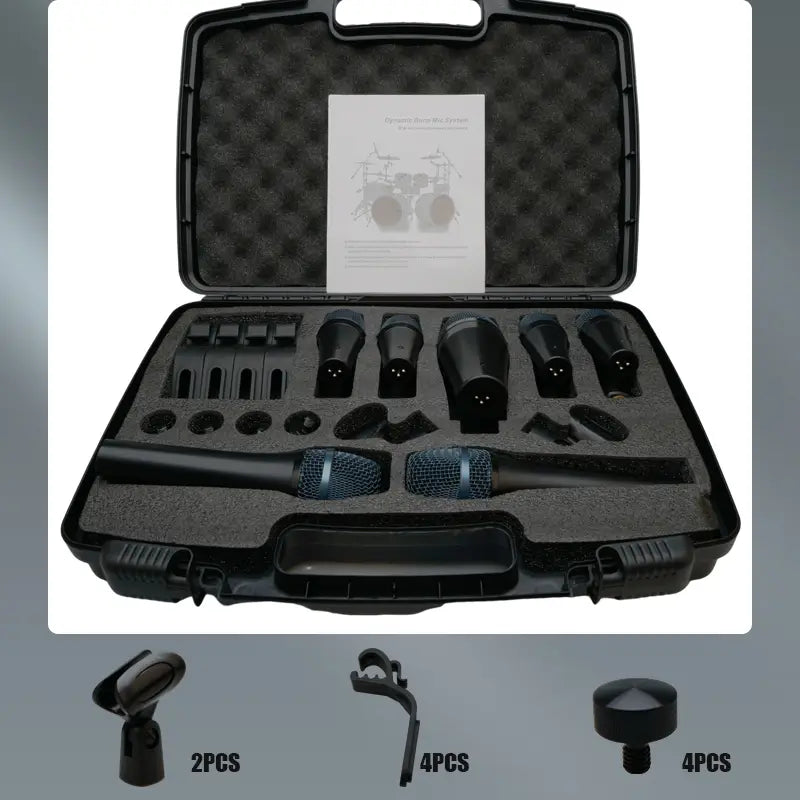 Professional Musical Instruments Drum Set Wired Microphone Mic Kit with Standard Mounting Accessories