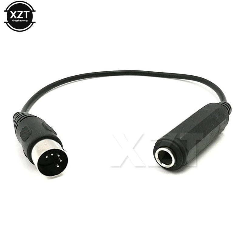 MIDI 5-Pin Din Male to Monoprice 6.35mm (1/4 Inch) Female TRS Stereo Audio Extension Cable for MIDI keyboard 30cm