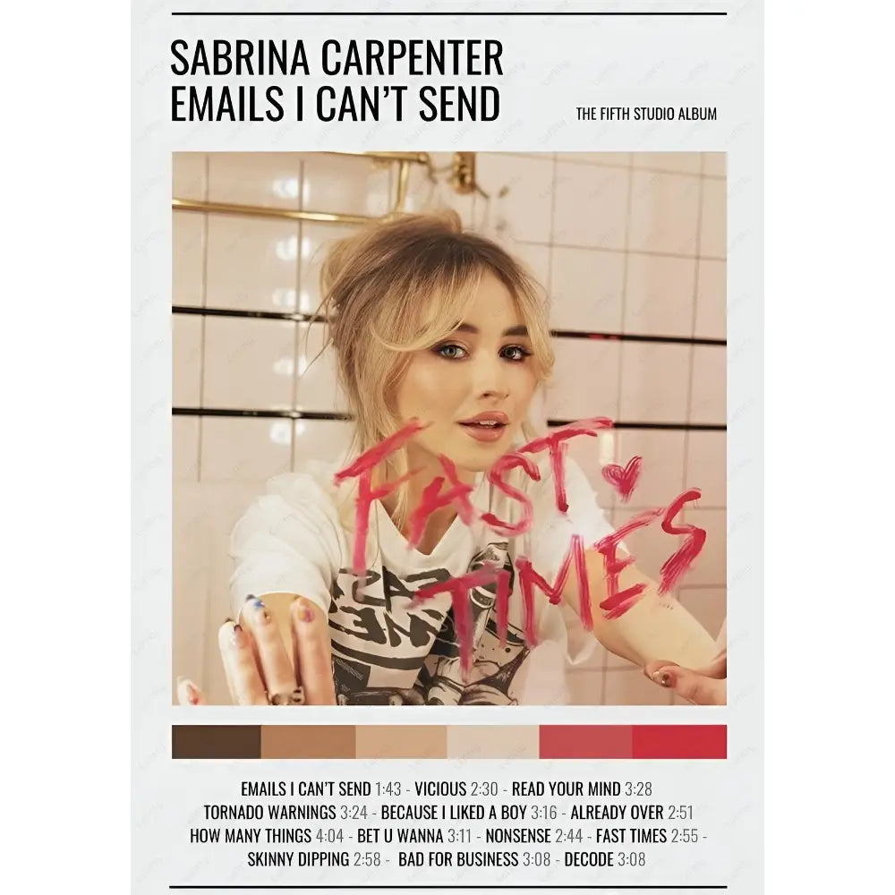 Singer Sabrina Carpenter portrait Poster Sticky Wall Art Printing Waterproof Home Living Bed Room Bar Aesthetic Decor
