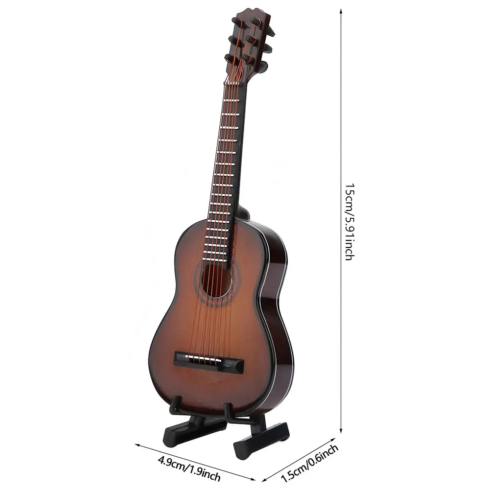Wooden Miniature Guitar Model with Stand Modern Simple Mini Musical Ornaments Craft Home Desk Decoration for Home Display Decor
