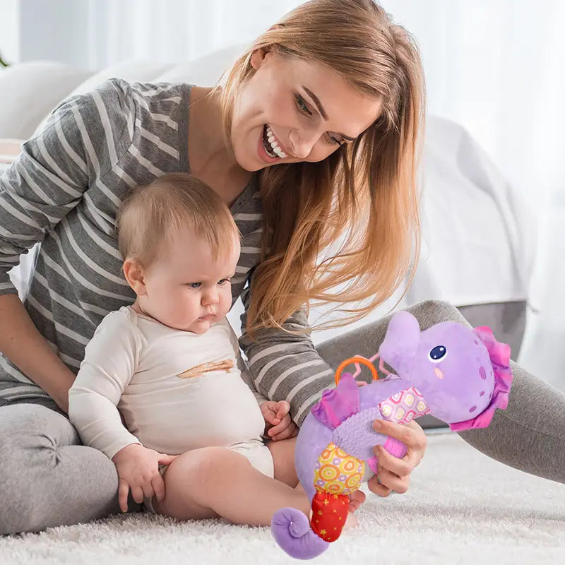 Baby Rattles Toys Infant Musical Stuffed Animals Soft Toy with Bright Colors Crinkle Sound Paper Newborn Toys for 12 Months