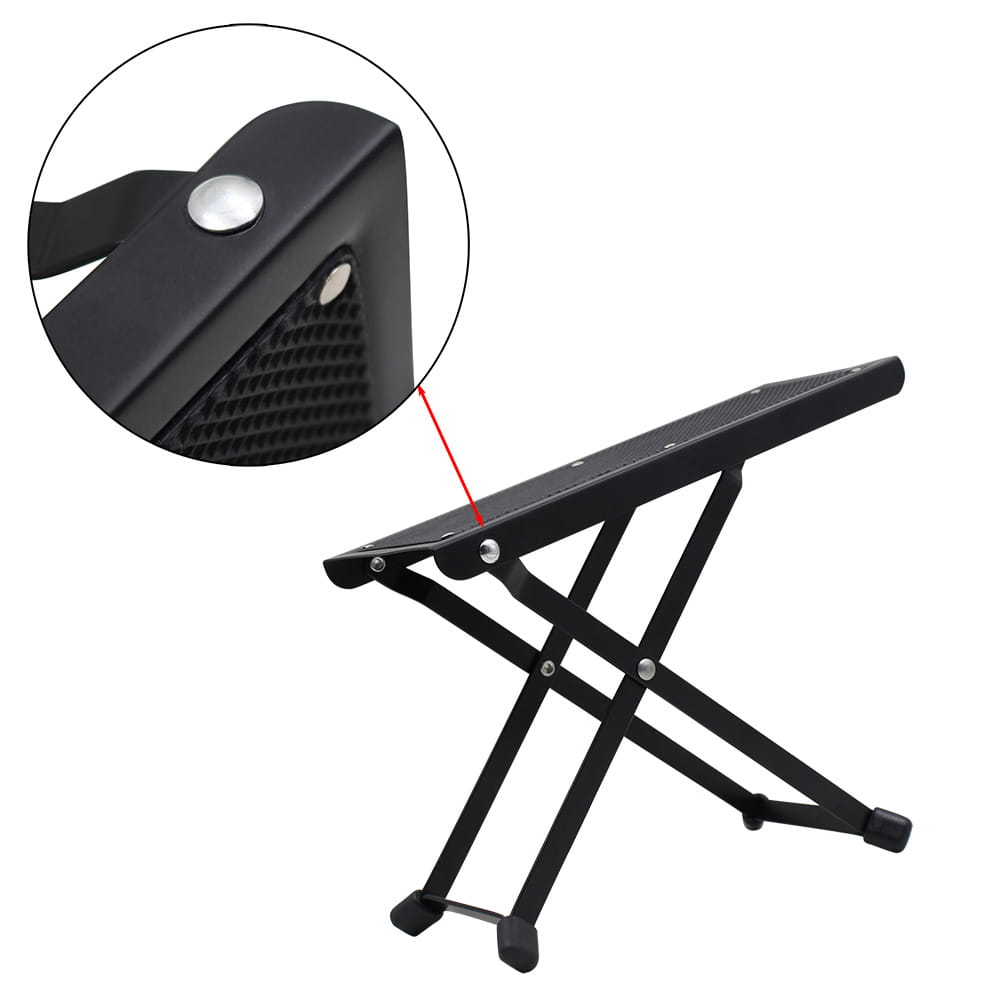 Guitar Foot Stool 4 Position Height Adjustable Foldable Guitar Pedal Foot Rest Step Footstool Black for Guitar Pedal Accessories