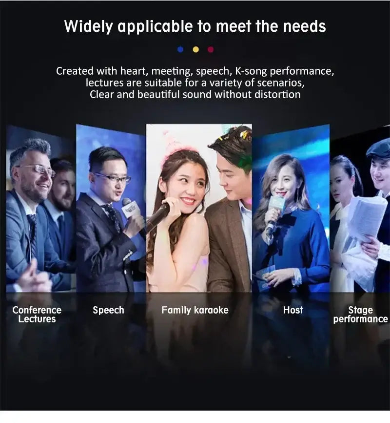 Wireless UHF Microphones with Microphone Receiver for Karaoke Stage Performance Speech Classroom Show Party Hip Hop Micro Phones