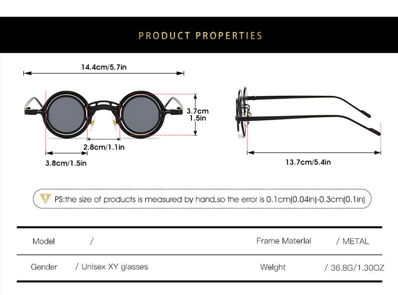 New Round Sunglasses Unisex Women Men Steampunk Glasses Personality Hip-hop Fashion Sun Shades UV400 Small Eyewear