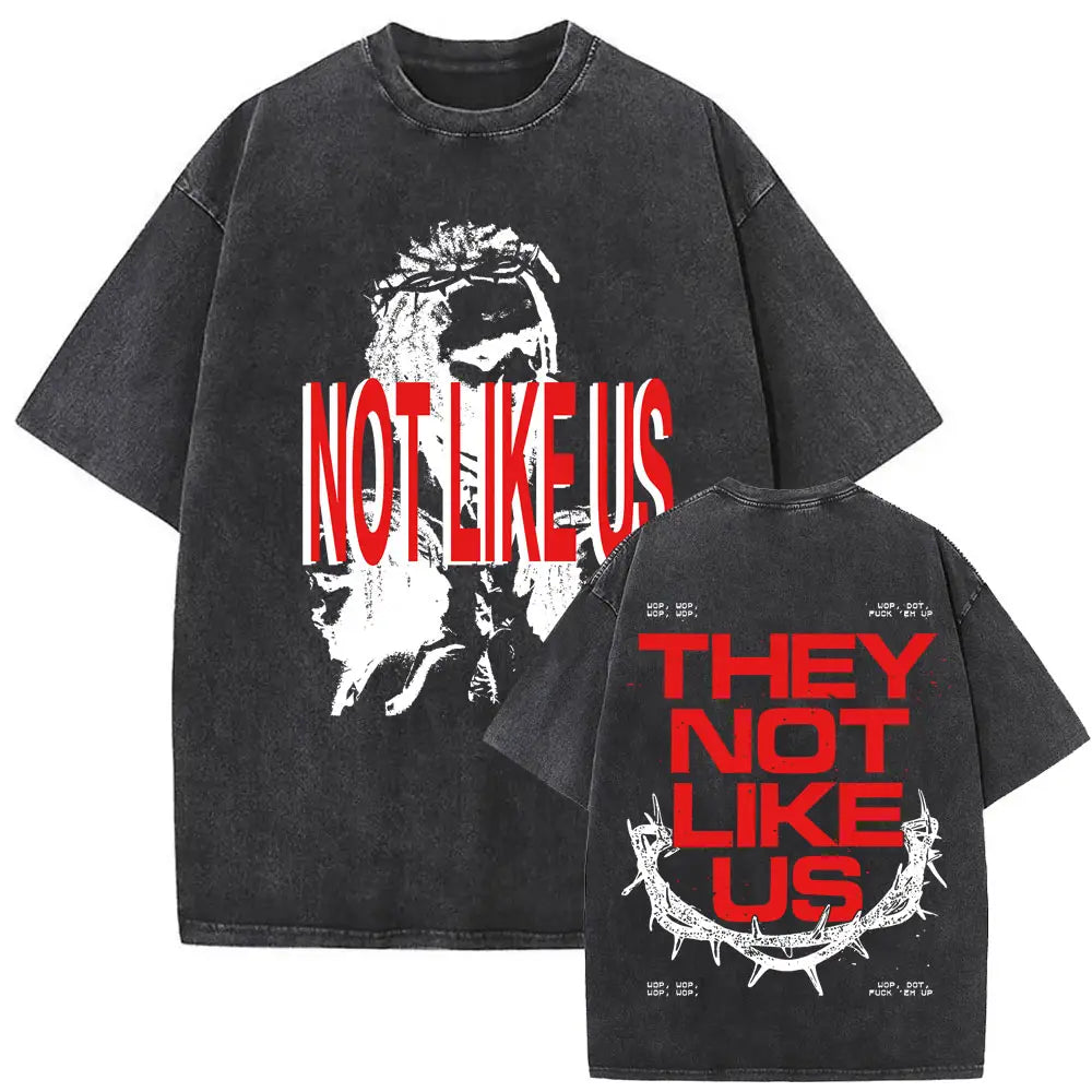 Limited Rapper Kendrick Lamar They Not Like Us Washed Vintage T-shirt Summer Men Women Hip Hop Oversized Street Crewneck T Shirt