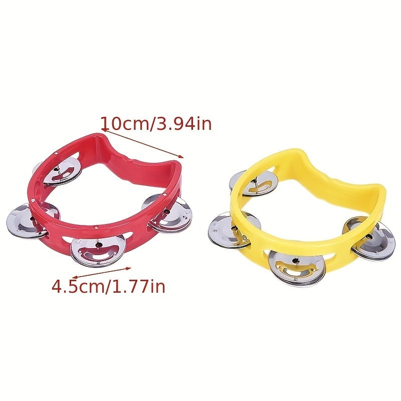 1PC Plastic Percussion Tambourine for Adults Hand Tambourine Musical Instrument Musical Rhythm Instrument for Christmas Party