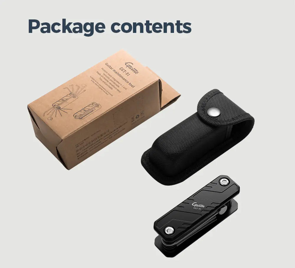 JOYO GGT-01 Guitto Series Guitar Repair Tools Multifunctional Aluminum Alloy Guitar and Bass Tunning Tool with Storage Bag