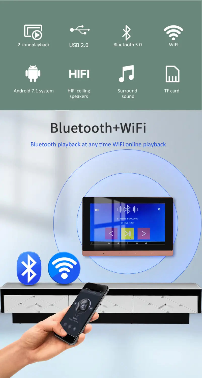 Smart Home Theater Sound Amplifier WiFi Bluetooth In-wall Android Music Panel Stereo Mini Ceiling Speaker Set Hotel Residential
