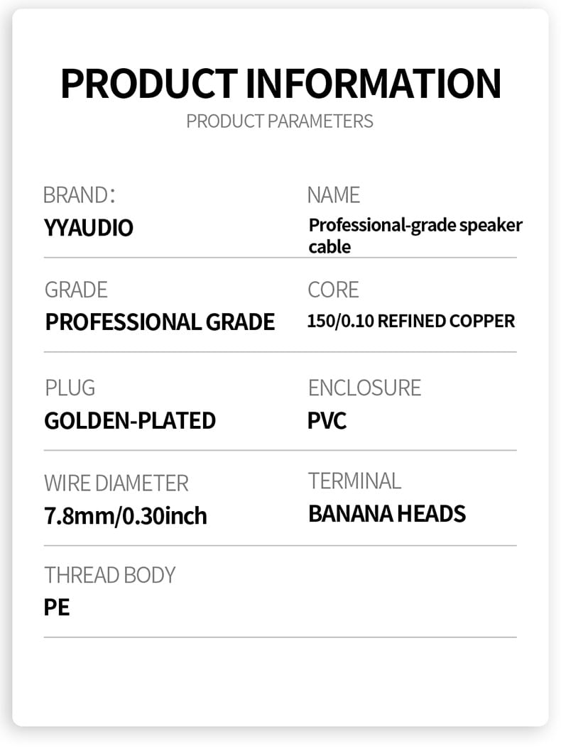 YYTCG Hifi Speaker Cable with Banana Plug for Home Theater Amplifier Surround Sound System Gold plated Banana Audio Cable