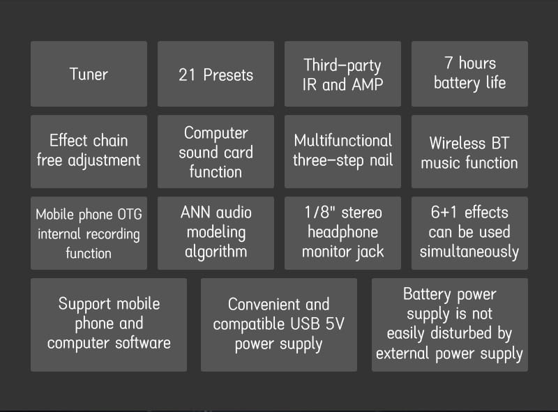 M-VAVE Tank Mini Guitar Multi-effects Pedal Processor Built-in Cab Amp Mod FX Delay & Reverb Effects Support IR & OTG Recording