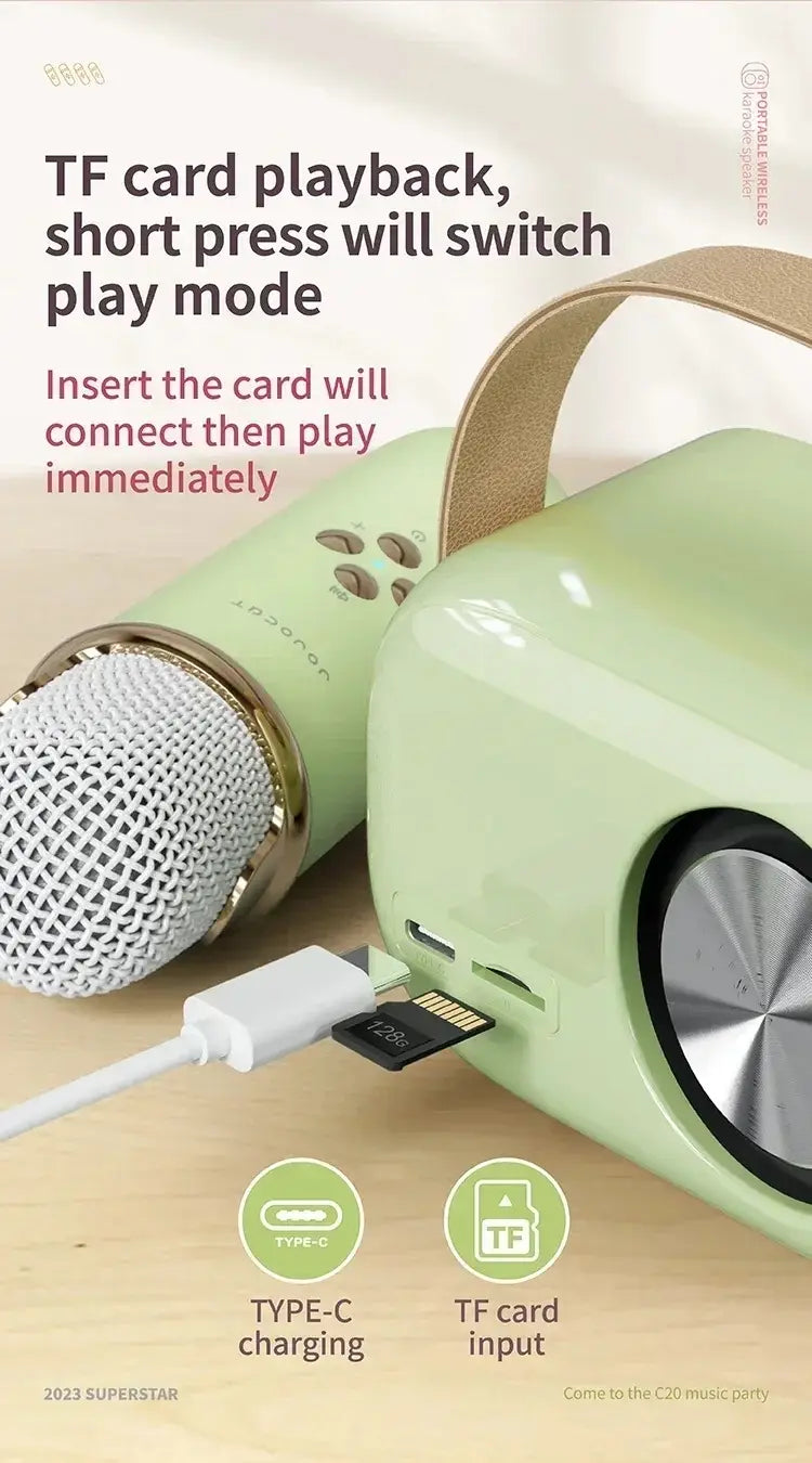 Karaoke Wireless Portable Bluetooth Speaker With Microphone Radio FM Machine Mini Music Sound Box Caixa De Som Small Mp3 Column