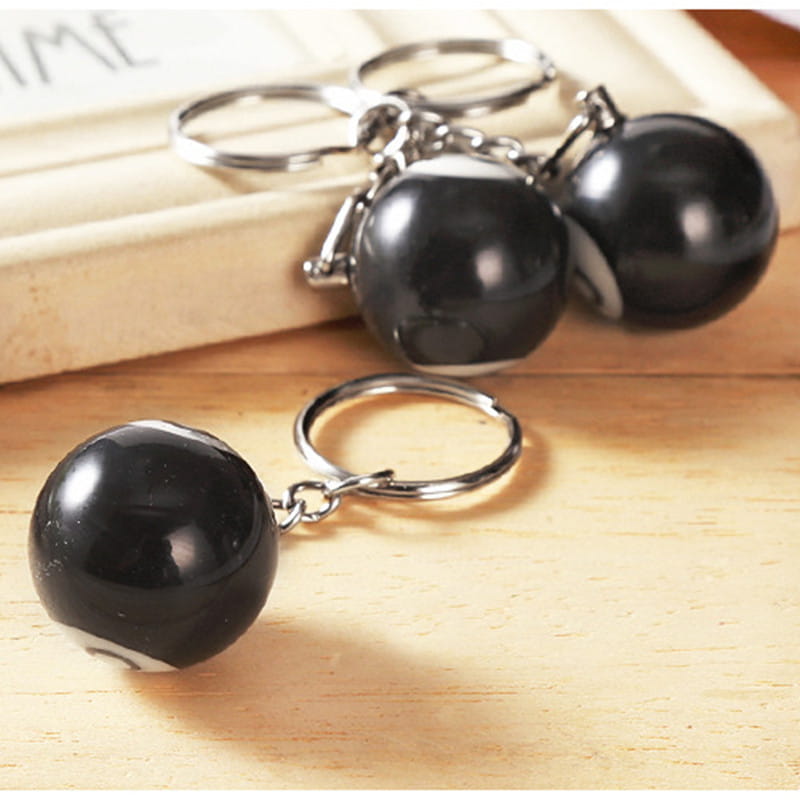 25mm Black No 8 Billiard Keychain Mini Ball Pendant Key Ring Resin Keyring Bar Table Decoration Jewelry Game Souvenir Gift