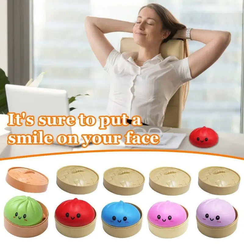 2pcs New Product Smiley Face Big Cage Baozi Kneading Music Decompression Simulation Large Baozi Toy Kneading Music Slow Rebound