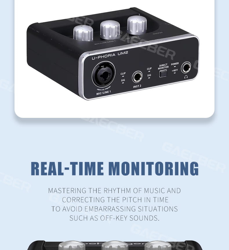 Audio Interface UM2 Professional Sound Card with Monitoring Electric Guitar Live Recording For Studio Singing Micro