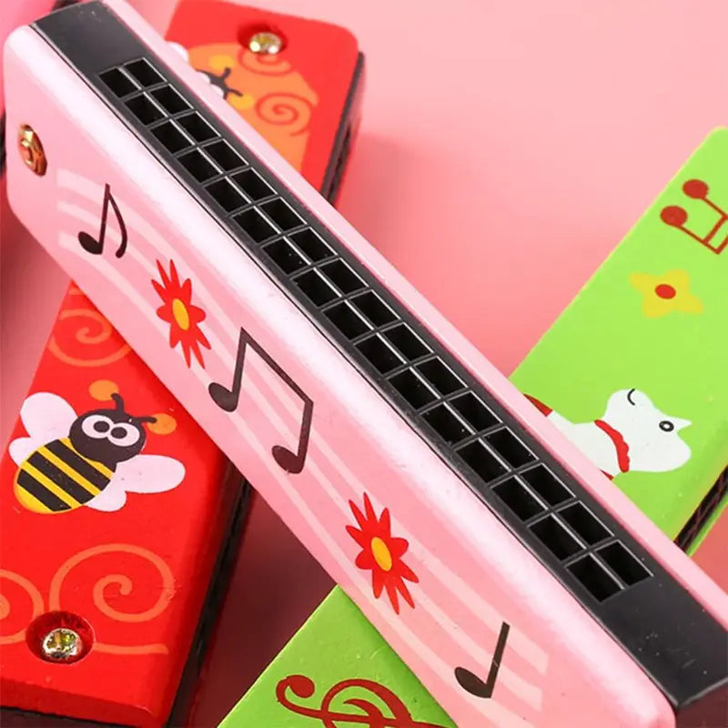 New 16 Holes Children Wooden Harmonica Musical Instrument Toys Music Teaching Aids Puzzle Early Education Kindergarten Beginners