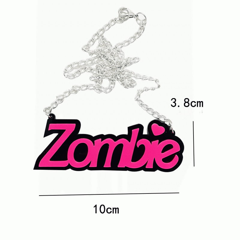 European Dark Black Letter Halloween ZOMBIE boo WITCH Hip Hop Letter Necklace Street Trend Hip Hop Halloween Party Necklace