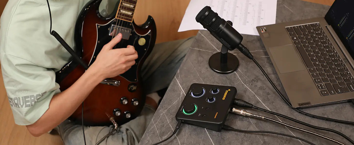 MAONO PS22 Lite USB Audio Interface for PC XLR Input 24-bit/192kHz Routing Software Loopback ASIO for Recording Music Guitar DAW