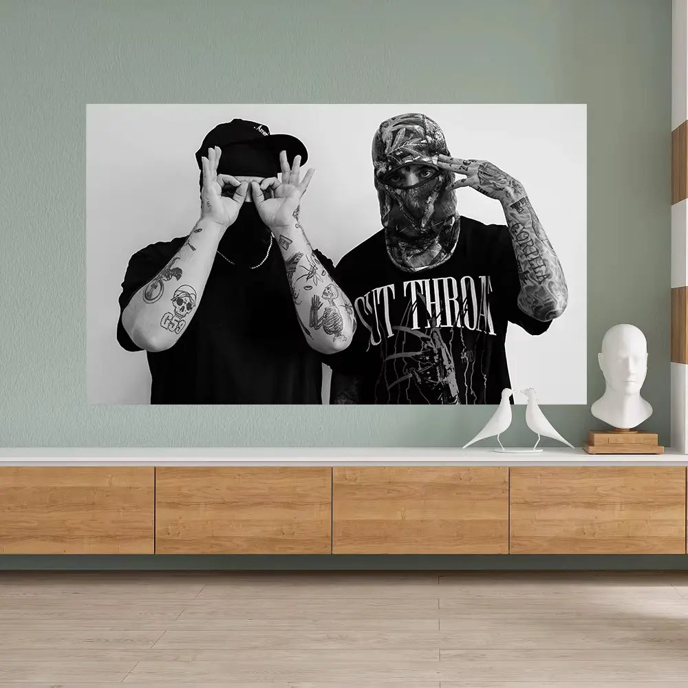 Hip-Hop Rapper Poster Tapestry Aesthetic Dark Style Home Decor Art Wall Hanging Tapestry Room Background Decorative Fans Gift