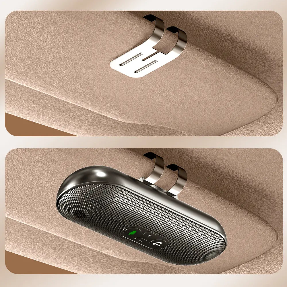 Bluetooth 5.4 Car Kit Handsfree 6W Speakerphone Sun Visor Speaker Mp3 Player Wireless Music Receiver With Voice Assistant