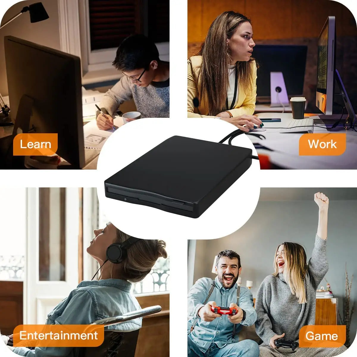 3.5 Inch External Floppy Disk Drive Portable USB 3.0 Type-C 1.44MB FDD Disk Reader for PC Laptop Desktop Windows 11/10/8/7/XP