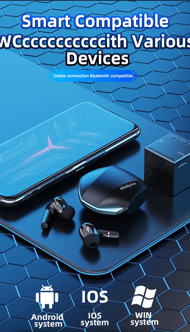 Lenovo GM2 Pro Headphones Wireless Bluetooth 5.3 Earphone Dual Mode HD Call with Mic Gaming Music Headset Waterproof Earbuds