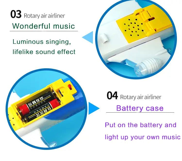 Electronic Aeroplane Toy with Music & Light Airplane Toy Electric Detachable Plane Toys Autopilot Automatic Obstacle Avoidance