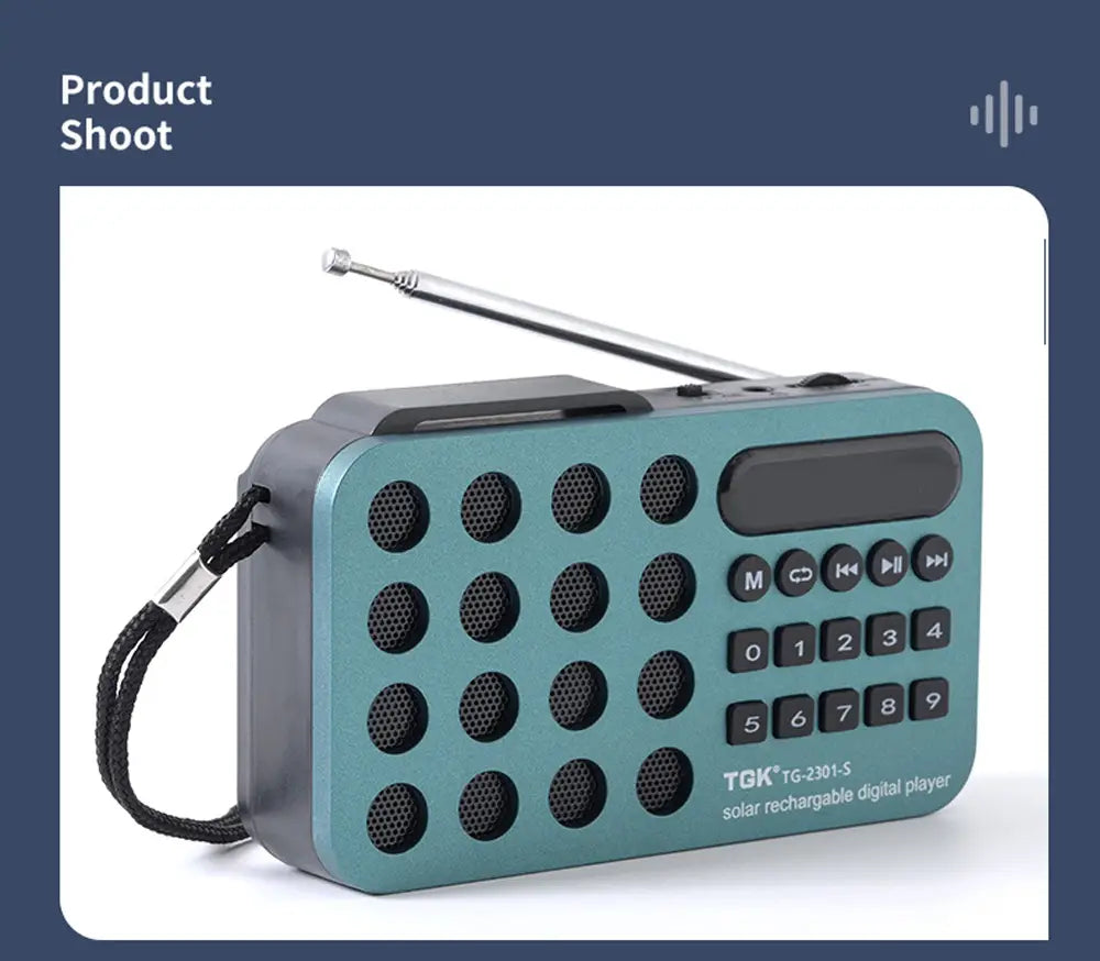 Portable FM Radio Rechargeable Mini Solar Bluetooth Speaker With USB TF Card MP3 Music Player Wireless Speaker FM Radio Receiver