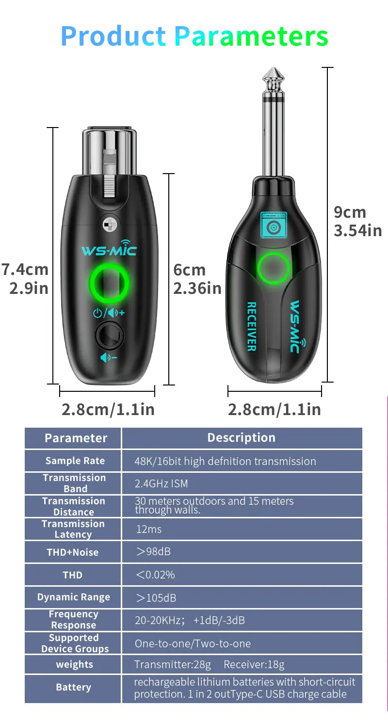 Wireless Microphone System (2 Transmitters + 1 Receiver) – HD Sound for Mobile Karaoke & PC Recording