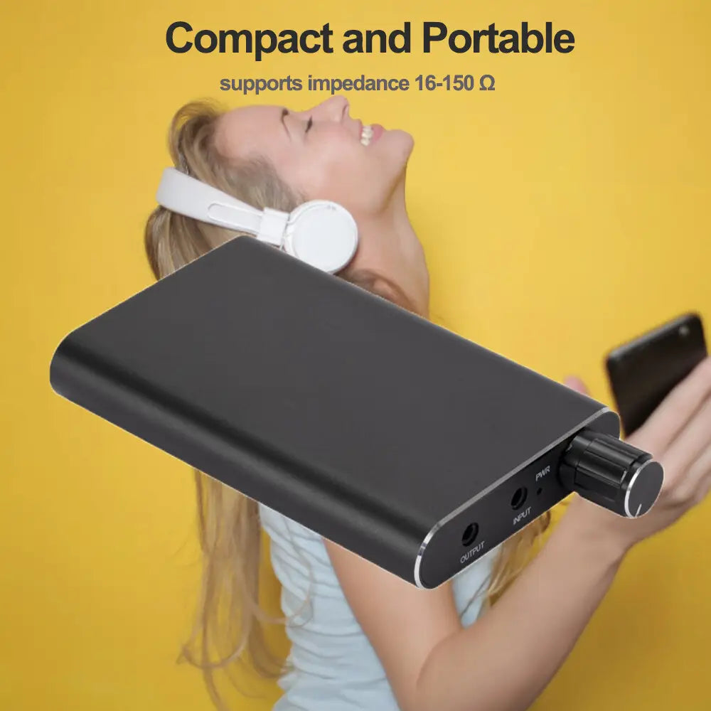 Headphone Amplifier 3.5mm Jack Aux Portable Phone Music Player Earphone Adjustable Audio Amp HiFi Headphone Earphone Amplifier