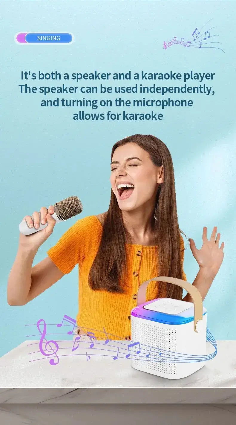 Karaoke Wireless Portable Bluetooth Speaker With Microphone Machine Mini Lamp Sound Box Music Small Caixa De Som Bocina Column