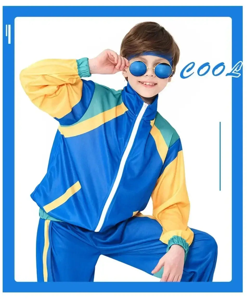 Hippie Fantasia 80s 90s Costume for Kids Children Disco Party Cosplay Disguise Boys Girls Carnival Vintage Rock Clothes Hip-Hop