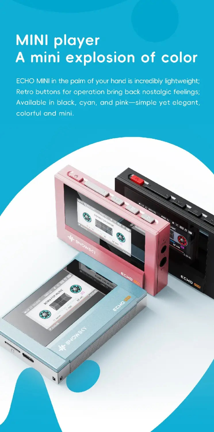 In Stock Fiio Snowsky Echo Mini Wireless Bluetooth Mp3 Walkman 8GB Custom Support Dsd Retro Portable Bluetooth Player Music Gift