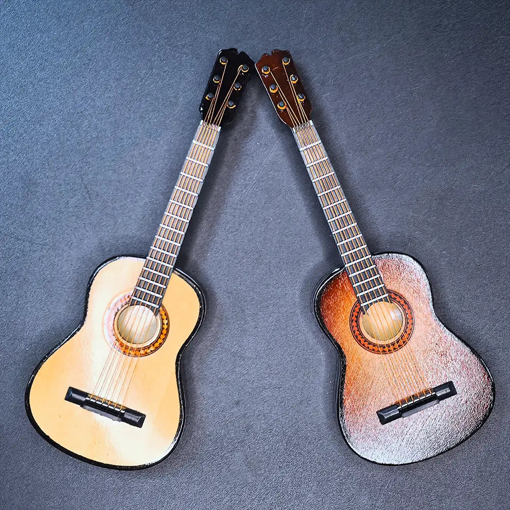 Wooden Miniature Guitar Model with Stand Modern Simple Mini Musical Ornaments Craft Home Desk Decoration for Home Display Decor
