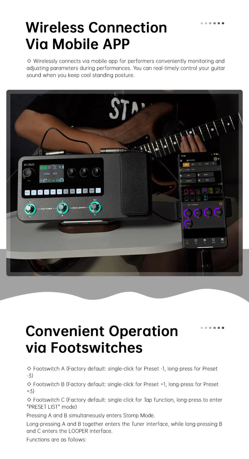 M-VAVE MK-20 Multi-Effects Processor for Guitar and Bass with Drum Machine Tuner Looper Amp Simulator USB Audio Interface