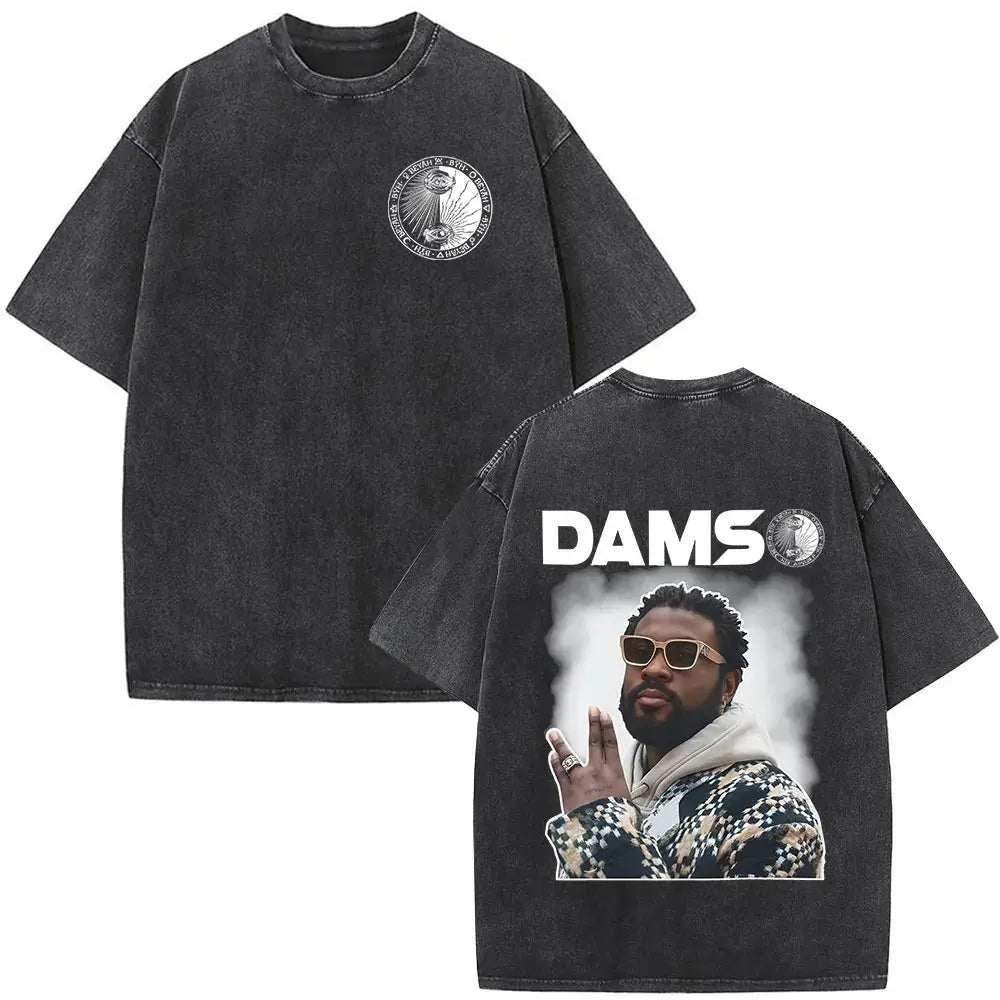 Fashion Hip Hop Short Sleeve O-Neck T Shirts Vintage Washed Rapper Damso Beyah Same Style T-shirts Men Women Clothing Streetwear
