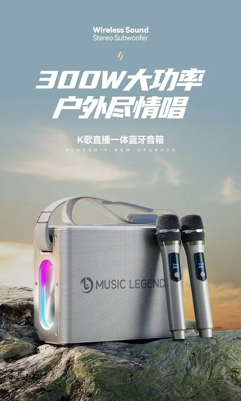 Karaoke Family Party 300W high-power portable subwoofer with microphone and Bluetooth speaker caixa de som Music Center