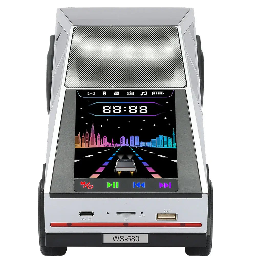 WS-580 Wireless Bluetooth Speaker in Car Shaped with Display Screen HIFI Stereo Surround Desktop Computer Boombox TF USB TWS