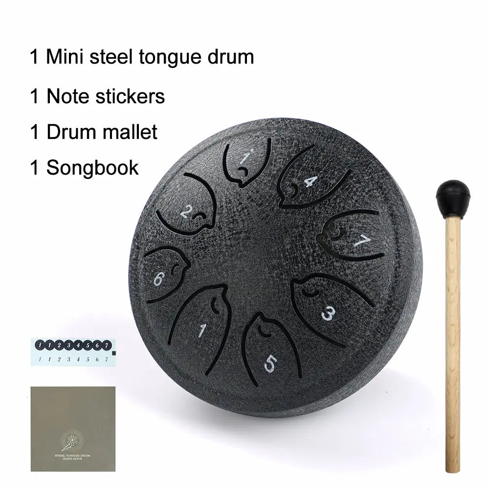 8 Notes Ethereal Drum Steel Tongue Drum Rain Chime Handpan 4.5 Inches Mini Musical Toy Instrument for Kids and Beginner