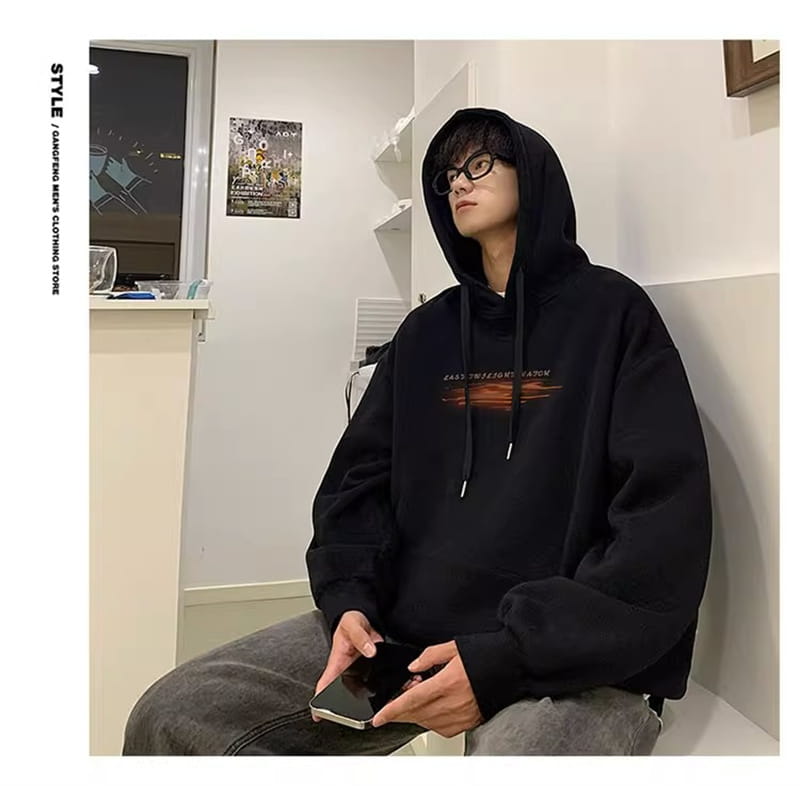 New Hip Hop Graphic Pullover Hoodies For Men Cotton Fleece Vintage Hooded Sweatshirts Y2K Streetwear Loose Hoodie Clothing