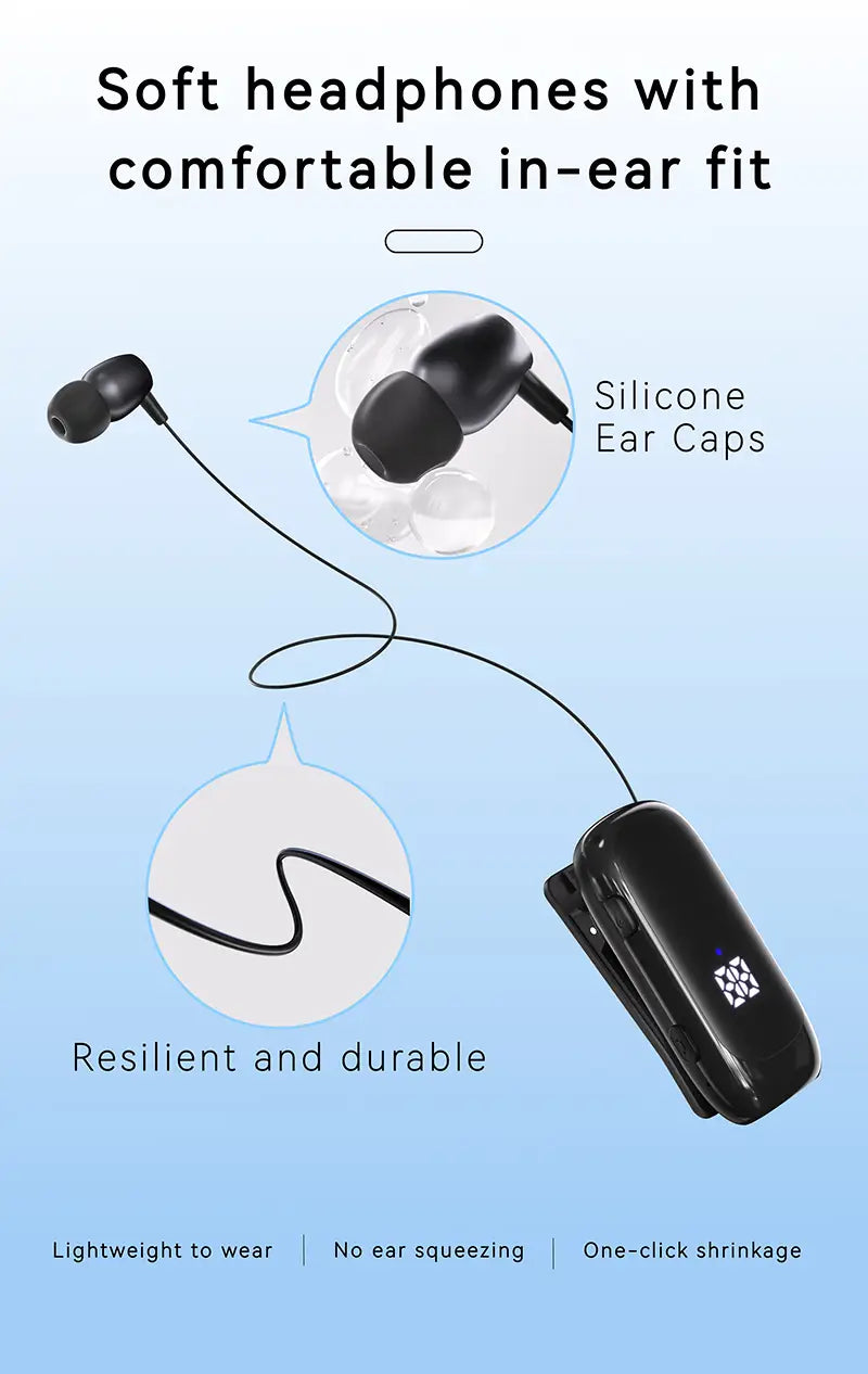 K88 Lavalier Business Bluetooth 5.4 Headphone Talk/Music Time 20 Hours LED Digital Display,Noice Cancelling Wireless Earphones