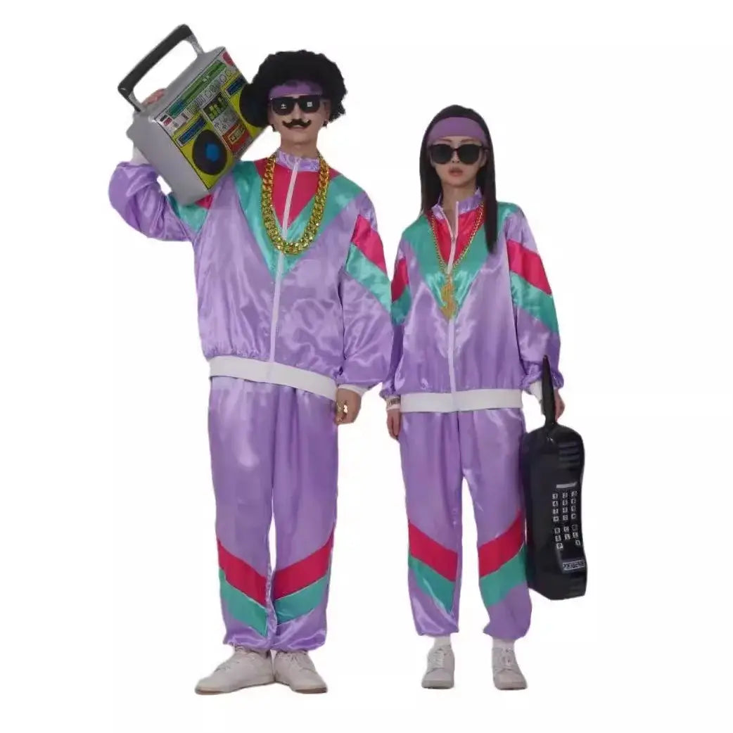 Men’s 80s Tracksuit Vintage Hip Hop Windbreaker 80s Disco Tracksuit 90s Shell Suit outfits