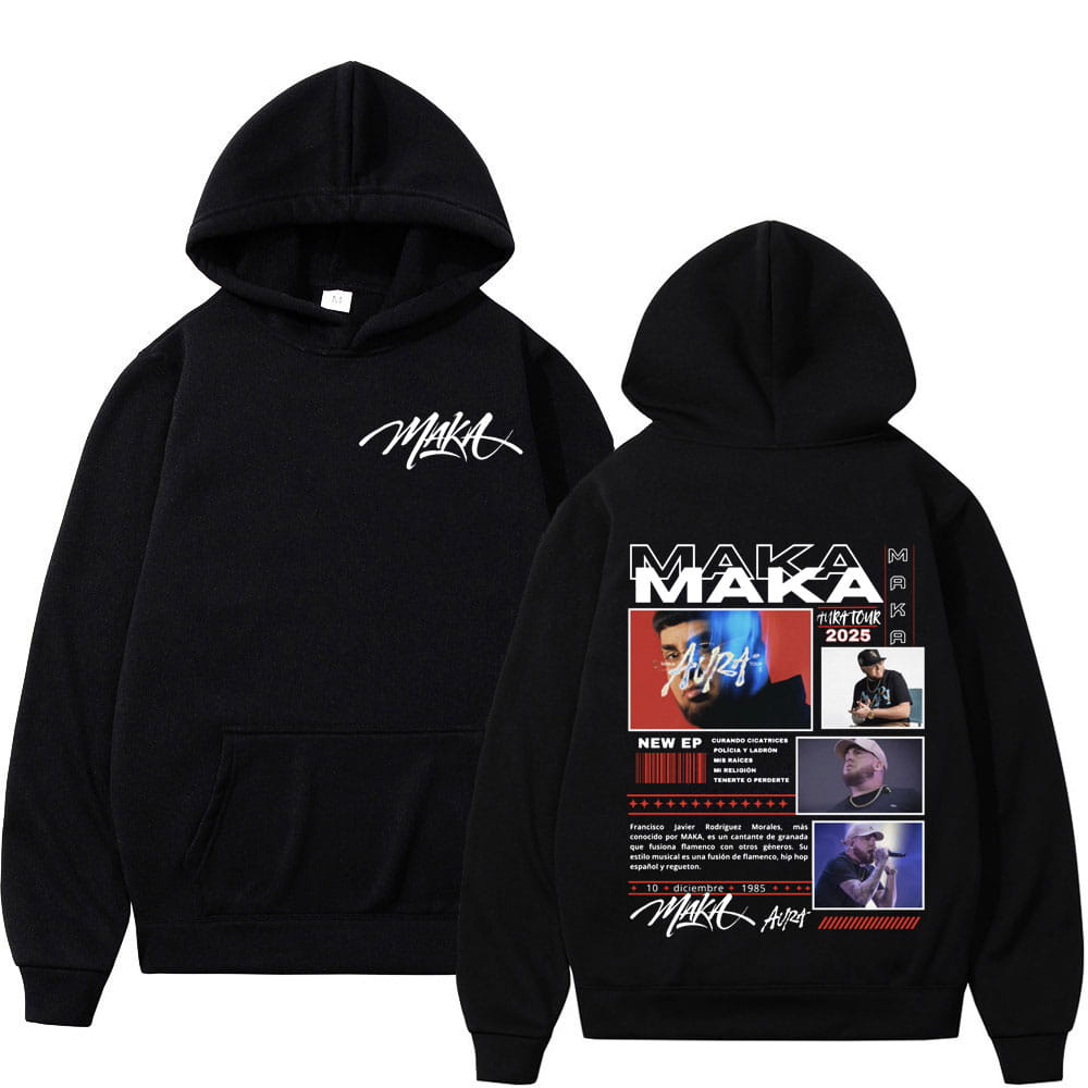 Rapper Maka Aura 2025 Tour Merch Hoodies Men’s Women Fashion Hip Hop Hooded Sweatshirts Fans Gift Oversized Pullovers Streetwear