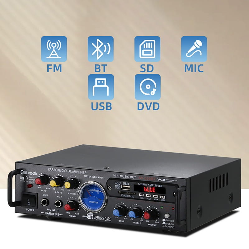 12V220V HiFi Digital Bluetooth Amplify Channel Surround Sound Amplifiers Home Plug-in Car Onboard Professional Amplifier