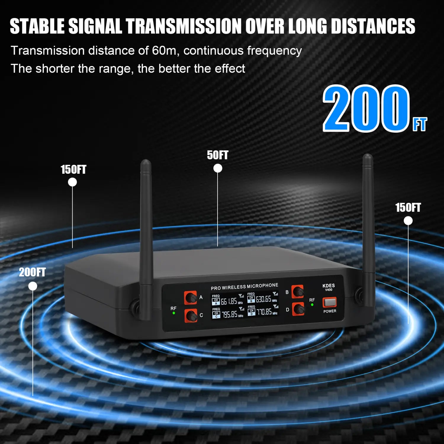 KDES V400 Wireless Microphone Handheld 4 Channel UHF Fixed Frequency Dynamic Microphone For Karaoke Wedding Party Band Church
